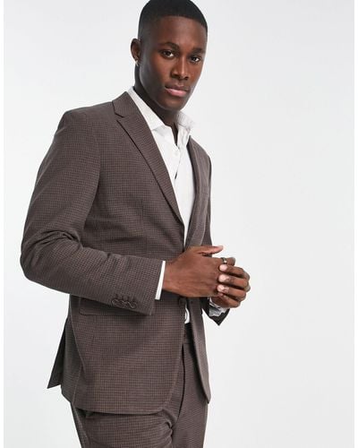 SELECTED Slim Fit Suit Jacket - Brown