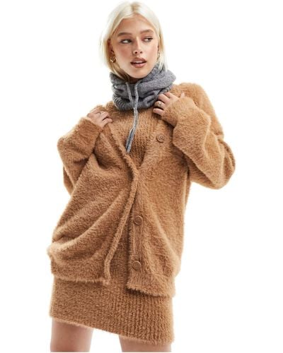 ASOS Knitted Fluffy Cardigan - Brown