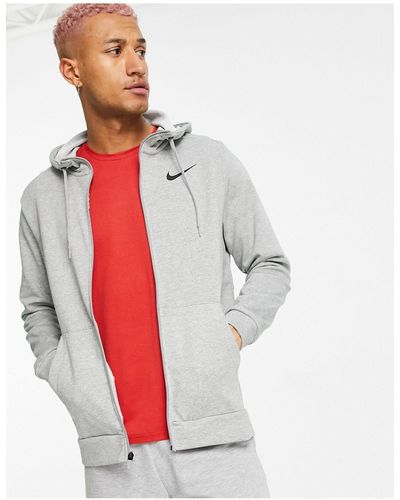 Nike – dri-fit – kapuzenpullover aus fleece mit reißverschluss - Grau