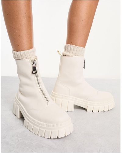 ASOS Alliance Chunky Zip Front Boots - White