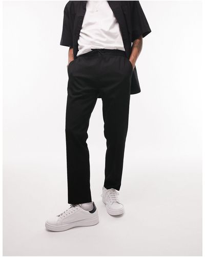 TOPMAN Skinny Smart Trousers With Elasticated Waistband - Black