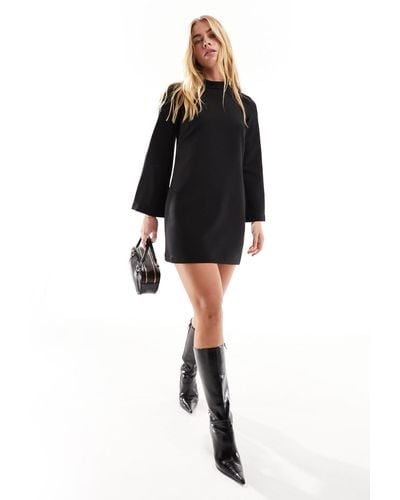 Closet Long Sleeve High Neck Mini Dress - Black