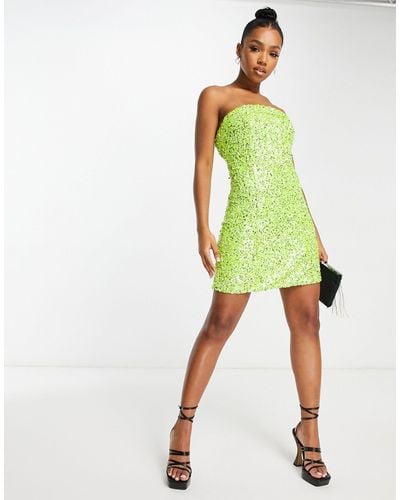 EVER NEW Structured Bandeau Sequin Mini Dress - Green