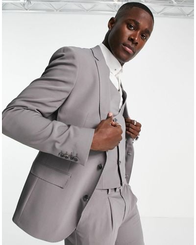Noak 'tower Hill' Super Skinny Suit Jacket - Grey