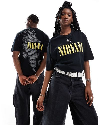 ASOS T-shirt unisexe oversize avec imprimés nirvana et hippocampes sous licence - Noir