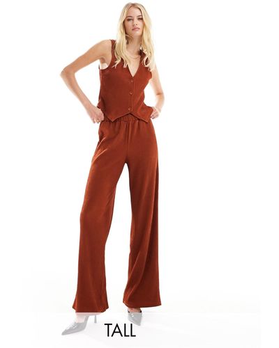Vero Moda Pantalones color óxido plisados - Rojo