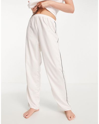 Loungeable Mix And Match Satin Pyjama Trousers - White