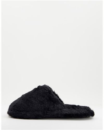 Truffle Collection Fluffy Mule Slipper - White