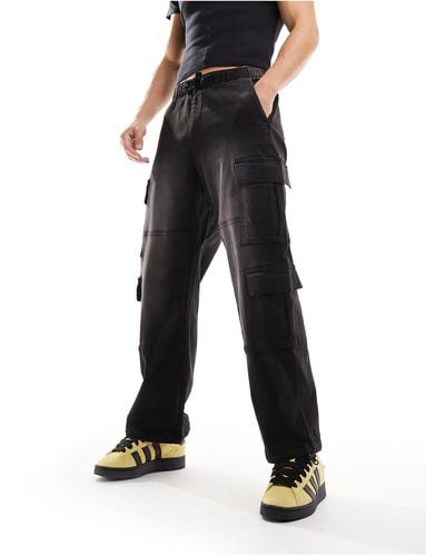 Bershka Cargo Pocket Trousers - Black
