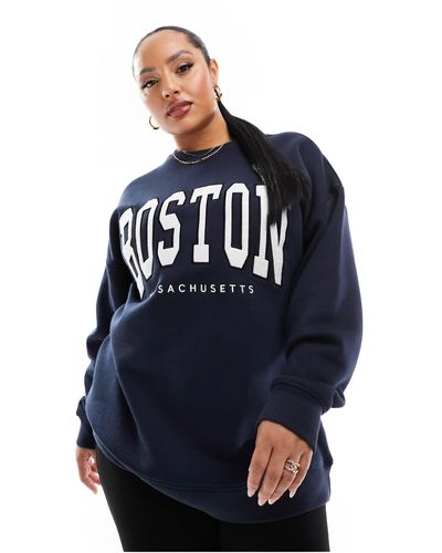 Yours – boston – sweatshirt - Blau