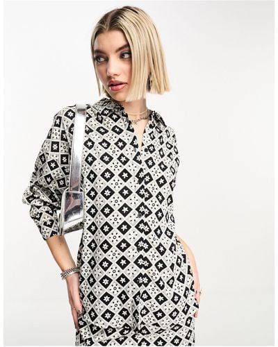 Noisy May Button Up Shirt Co-ord - White