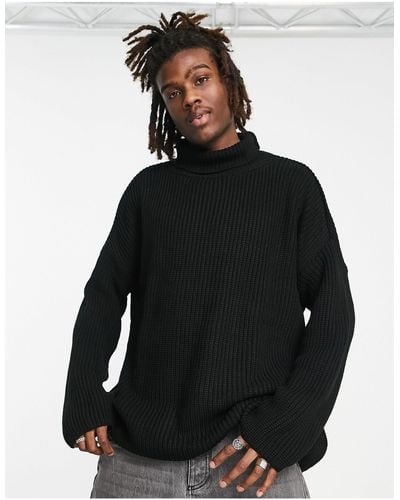 ASOS Gebreide Oversized Trui Met Opstaande Boord - Zwart