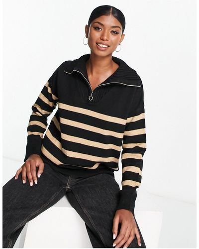 ASOS Sweater With Zip Neck - Black