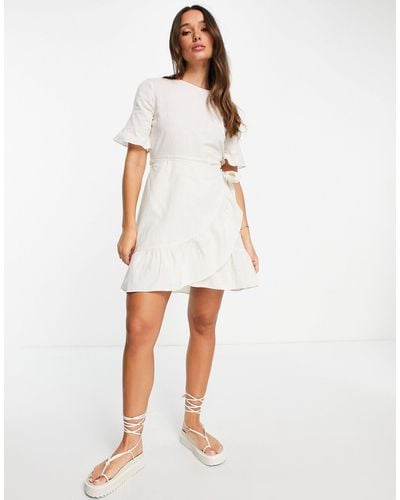Vero Moda Cotton Wrap Front Mini Dress - White