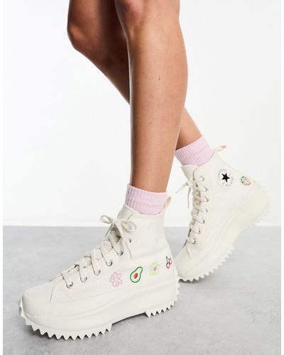 Converse Run star hike - sneakers bianche con frutta e fiori ricamati - Bianco