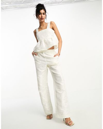 Y.A.S Bridal Jacquard Trousers Co-ord - White