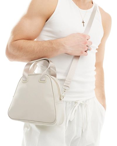 ASOS Bowler Cross Body Bag With Grab Handle And Detachable Strap - White