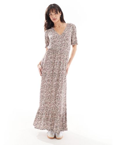 ONLY Short Sleeve Floral Print Maxi Dress - Multicolour