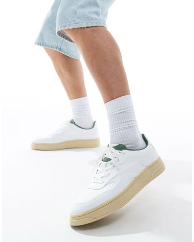 Pull&Bear Sneakers rétro bianche con dettaglio rétro - Bianco