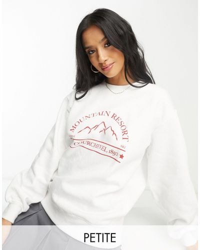 Threadbare Petite Ski Printed Sweater - White