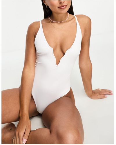 ASOS wiggle Front Swimsuit - White