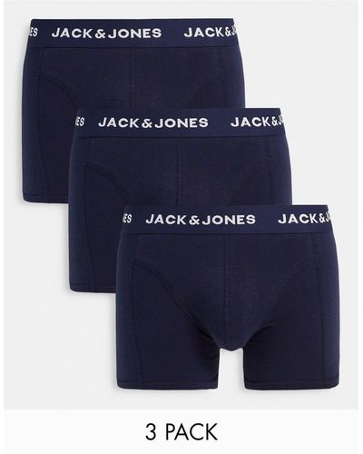 Jack & Jones Confezione da 3 boxer aderenti con vita a contrasto - Blu