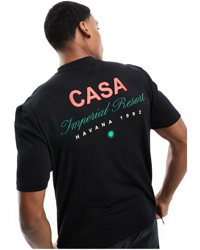 River Island Casa Hotel Print T-shirt - Black