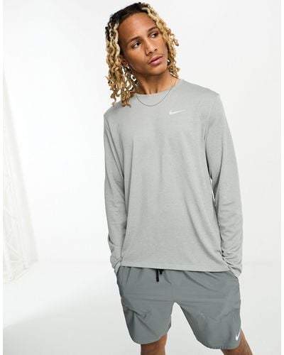Nike Miler Dri-fit Long Sleeve T-shirt - Grey