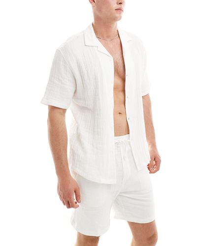 Pull&Bear Chemise d'ensemble texturée - Blanc