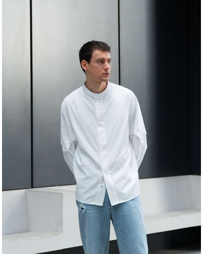Labelrail X Isaac Hudson Soft Oversized Sleeve Detail Shirt - Grey