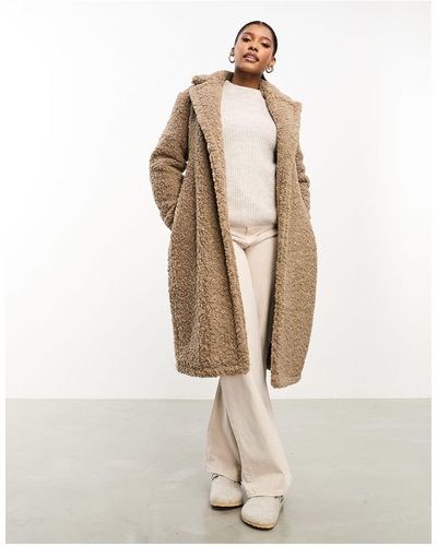 Threadbare Maine - manteau oversize en imitation peau - Neutre