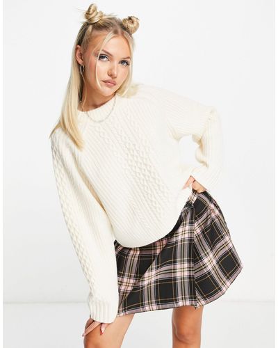 Weekday Jill Co-ord Cable Knit Jumper - White
