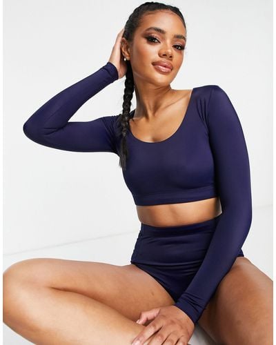 ASOS 4505 Active Swim Top With Long Sleeves - Blue