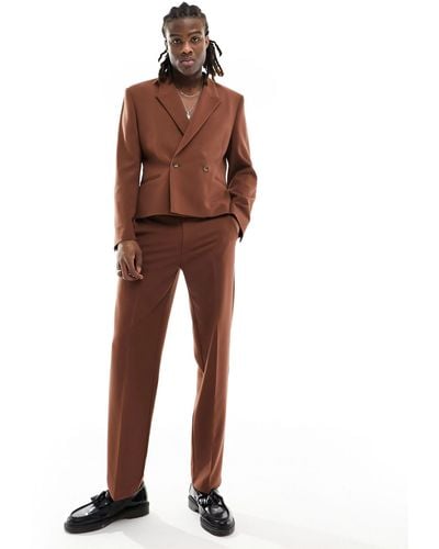 ASOS Straight Suit Trouser - Brown