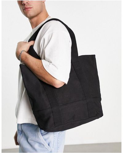 ASOS Tote bag oversize en coton épais avec poignées et bandoulière - Noir