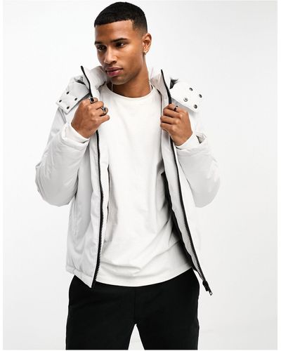 Threadbare Jacket With Hood - White