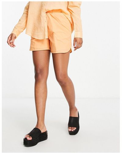 Pieces Ruched Waist Shorts Co-ord - Orange
