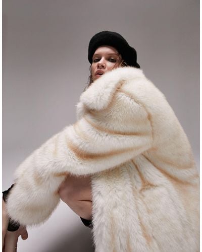 TOPSHOP Faux Fur Coat - White