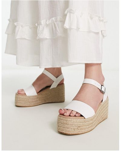 Glamorous Espadrille-sandalen Met Sleehak - Wit