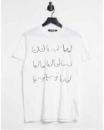 Missguided Charity - T-shirt Met Grafische Borstprint - Wit