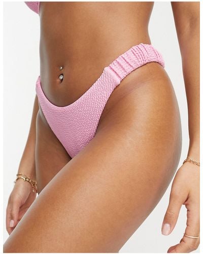 River Island Print Scrunchie Detail Bikini Bottoms - Pink