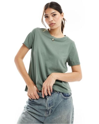 Vero Moda T-shirt With Fold Up - Green
