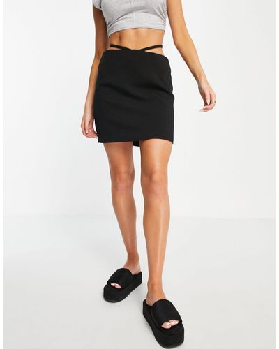NA-KD Tie Detail Mini Skirt - Black