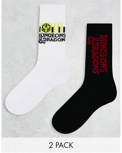 ASOS 2 Pack Sports Socks With Dungeons And Dragons Design - Black