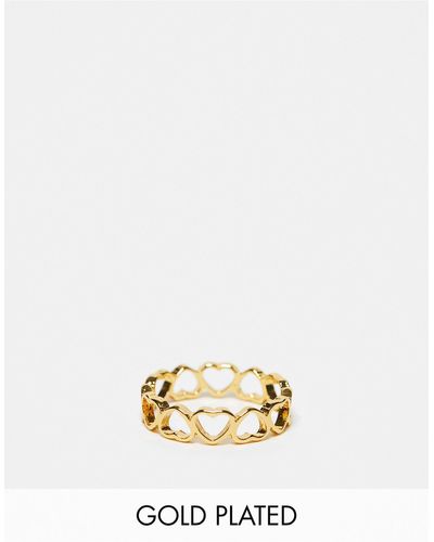 ASOS Curve 14k Plated Ring With Cut Out Heart Design - White