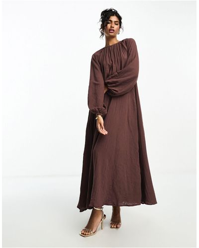 ASOS Double Cloth Trapeze Maxi Dress - Brown