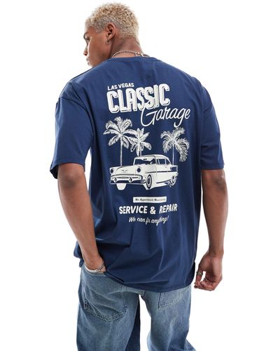New Look T-shirt oversize con stampa di automobile classica - Blu