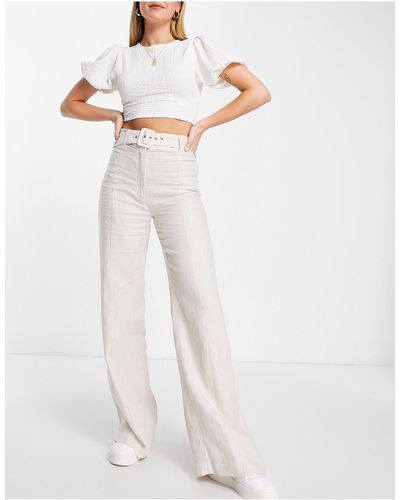 & Other Stories Belted Wide Leg Pants - White