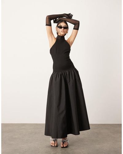 ASOS Halterneck Drop Waist Maxi Dress - Black