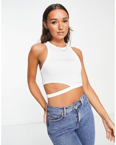 & Other Stories Cut Out Detail Cropped Vest - White